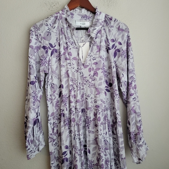 Roma Label Sienna Maxi Dress in Violet Flowers size M NWT - Picture 5 of 10